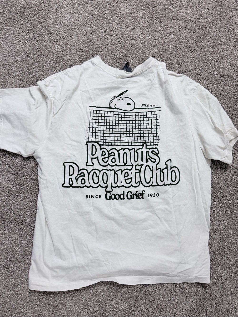 H&M White Peanuts Racquet Club Graphic Tee